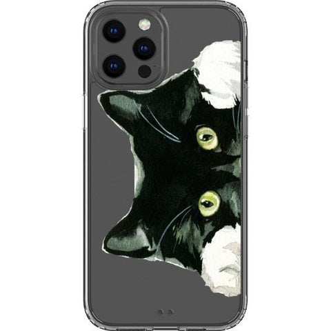 iPhone 13 Pro Max Peeking Black Cat Clear Phone Case - The Urban Flair