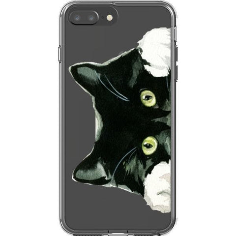 iPhone 7 Plus/8 Plus Peeking Black Cat Clear Phone Case - The Urban Flair