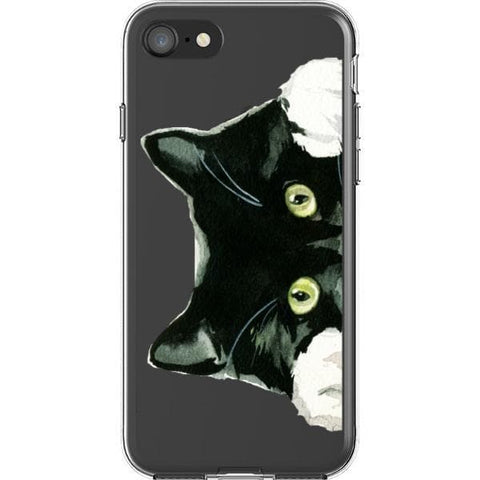 iPhone 7/8/SE 2020 Peeking Black Cat Clear Phone Case - The Urban Flair