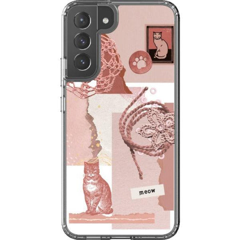 Pink Cat Collage Clear Phone Case Galaxy S22 Plus exclusively offered by The Urban Flair