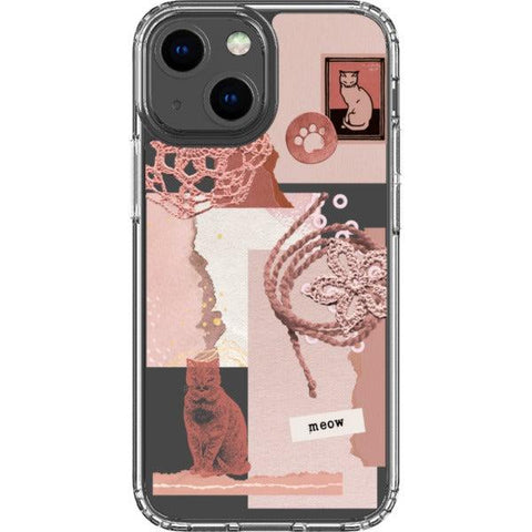 Pink Cat Collage Clear Phone Case iPhone 13 Mini exclusively offered by The Urban Flair