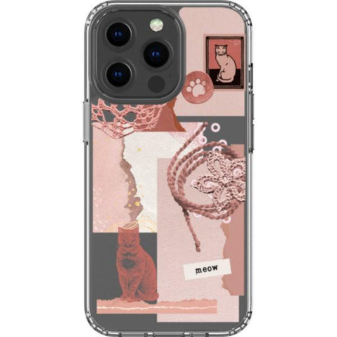 Pink Cat Collage Clear Phone Case iPhone 13 Pro exclusively offered by The Urban Flair