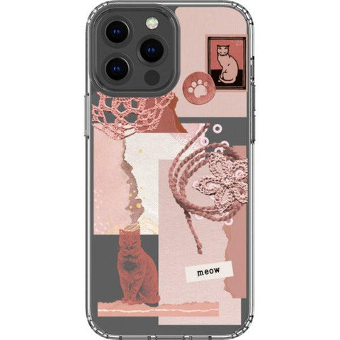 Pink Cat Collage Clear Phone Case iPhone 13 Pro Max exclusively offered by The Urban Flair