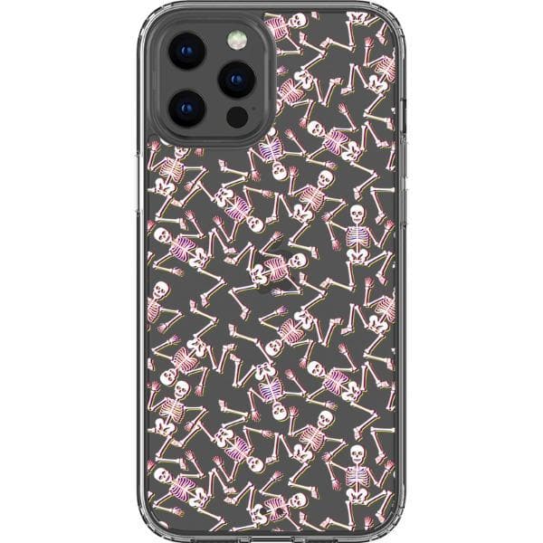 Pink Glitch Skeleton Clear Phone Case for Apple iPhone 15 more