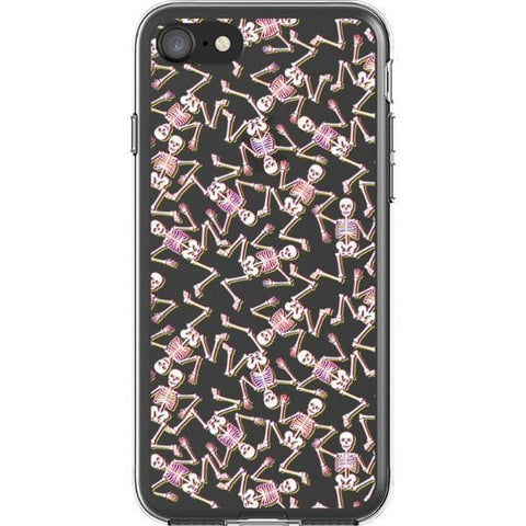 iPhone 7/8/SE 2020 Pink Glitch Skeleton Clear Phone Case - The Urban Flair