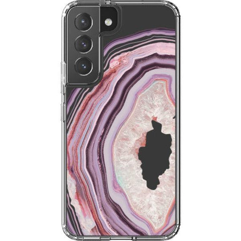 Pink Lilac Agate Geode Slice Clear Phone Case Galaxy S22 exclusively offered by The Urban Flair