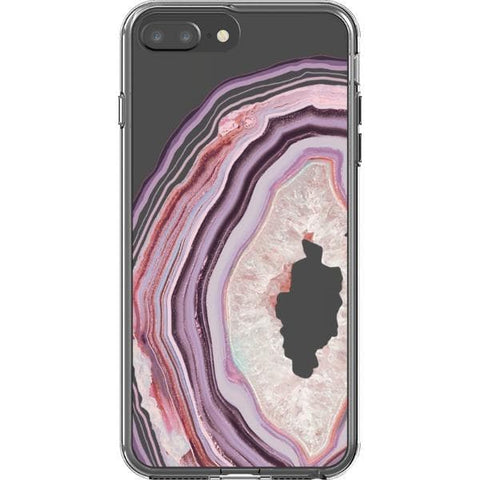 iPhone 7 Plus/8 Plus Pink Lilac Agate Geode Slice Clear Phone Case - The Urban Flair