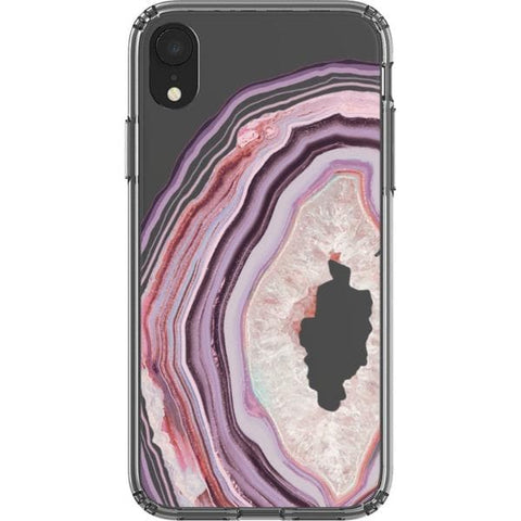 iPhone XR Pink Lilac Agate Geode Slice Clear Phone Case - The Urban Flair