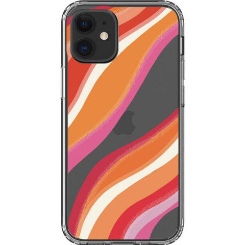 Pink Orange Abstract Lines Clear Phone Case iPhone 12 Mini exclusively offered by The Urban Flair