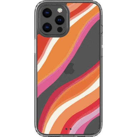 Pink Orange Abstract Lines Clear Phone Case iPhone 12 Pro Max exclusively offered by The Urban Flair