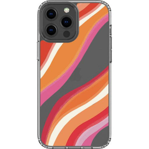 Pink Orange Abstract Lines Clear Phone Case iPhone 13 Pro Max exclusively offered by The Urban Flair