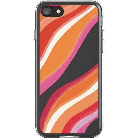 Pink Orange Abstract Lines Clear Phone Case iPhone 7/8 exclusively offered by The Urban Flair