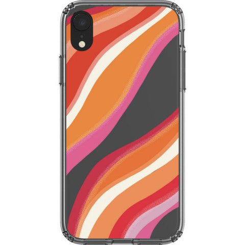 Pink Orange Abstract Lines Clear Phone Case iPhone XR exclusively offered by The Urban Flair