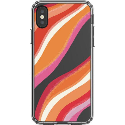 Pink Orange Abstract Lines Clear Phone Case iPhone X/XS exclusively offered by The Urban Flair