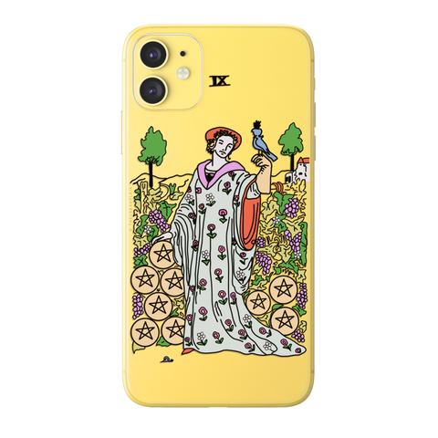 9 of Pentacles Psychedelic Aesthetic Tarot Card Clear Phone Case - The Urban Flair