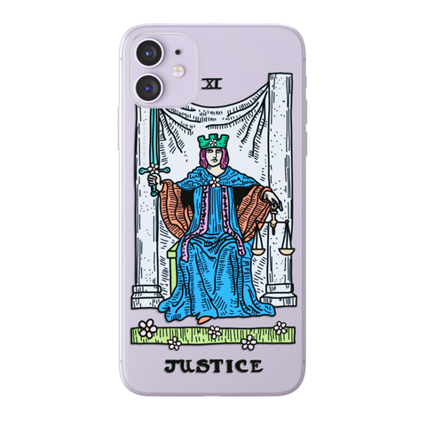 Justice Psychedelic Aesthetic Tarot Card Clear Phone Case - The Urban Flair