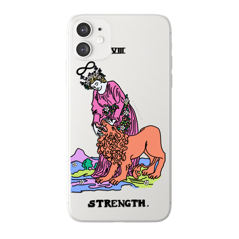 Strength Psychedelic Aesthetic Tarot Card Clear Phone Case - The Urban Flair