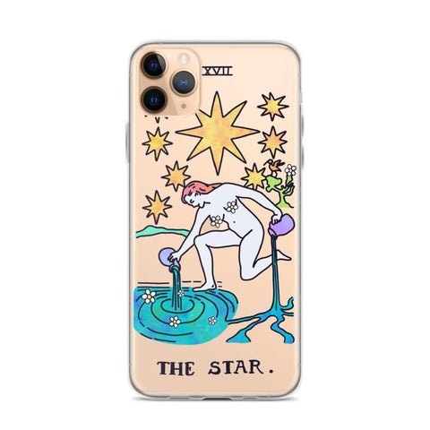 Psychedelic Aesthetic Tarot Card Clear Phone Case by The Urban Flair (Trippy Psychedelic Aesthetic Tarot Card Clear Phone Case For iPhone 11 Pro Max 7 8 Plus SE 2020 XR XS The Urban Flair Star Moon Sun Fool iPhone 11 Pro Max The Star Exclusively at The Urban Flair)