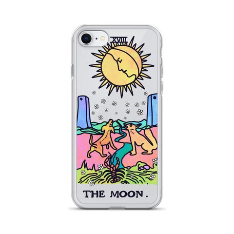 Psychedelic Aesthetic Tarot Card Clear Phone Case by The Urban Flair (Trippy Psychedelic Aesthetic Tarot Card Clear Phone Case For iPhone 11 Pro Max 7 8 Plus SE 2020 XR XS The Urban Flair Star Moon Sun Fool iPhone 7/8/SE 2 The Moon Exclusively at The Urban Flair)