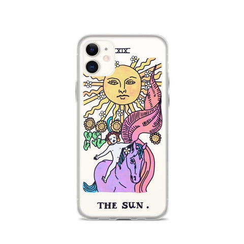 Psychedelic Aesthetic Tarot Card Clear Phone Case by The Urban Flair (Trippy Psychedelic Aesthetic Tarot Card Clear Phone Case For iPhone 11 Pro Max 7 8 Plus SE 2020 XR XS The Urban Flair Star Moon Sun Fool iPhone 11 The Sun Exclusively at The Urban Flair)