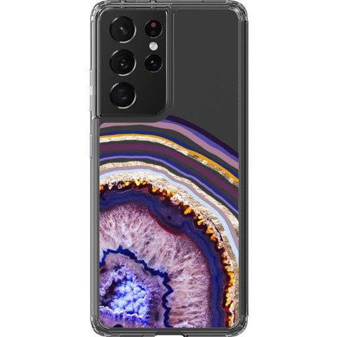 Galaxy S21 Ultra Purple Agate Slice Clear Phone Case - The Urban Flair