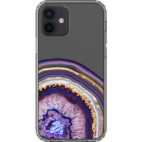 iPhone 12 Purple Agate Slice Clear Phone Case - The Urban Flair