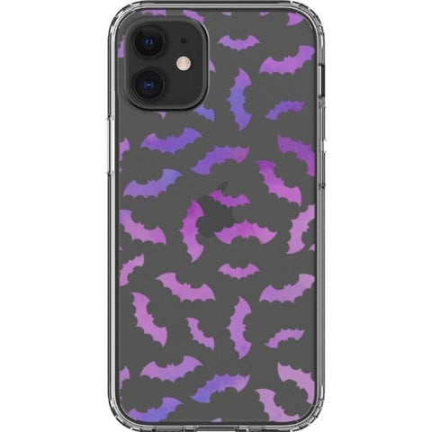 iPhone 12 Mini Purple Bats Clear Phone Case - The Urban Flair