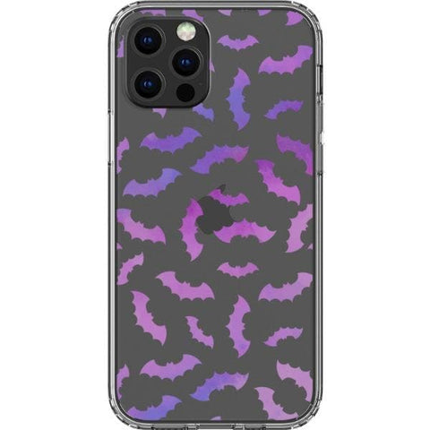 iPhone 12 Pro Purple Bats Clear Phone Case - The Urban Flair