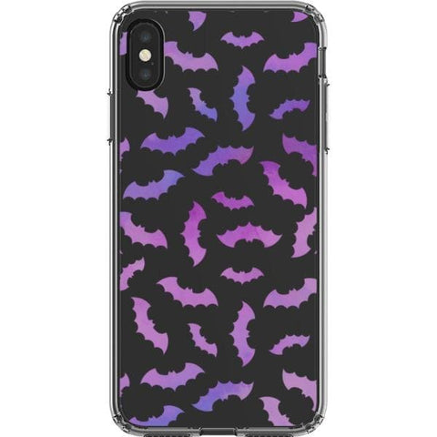 iPhone XS Max Purple Bats Clear Phone Case - The Urban Flair