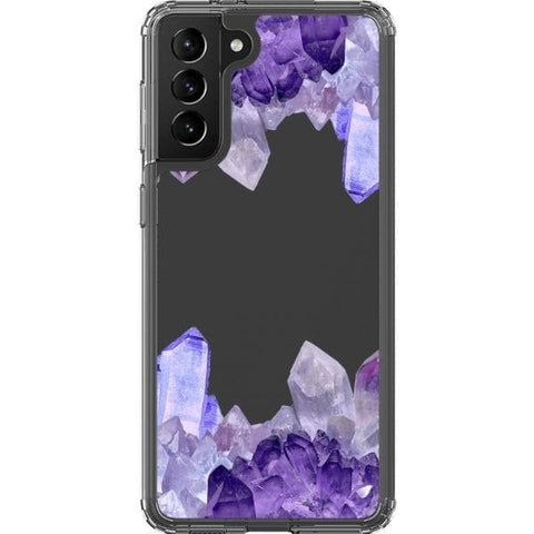 Galaxy S21 Plus Purple Crystal Cluster Clear Phone Case - The Urban Flair