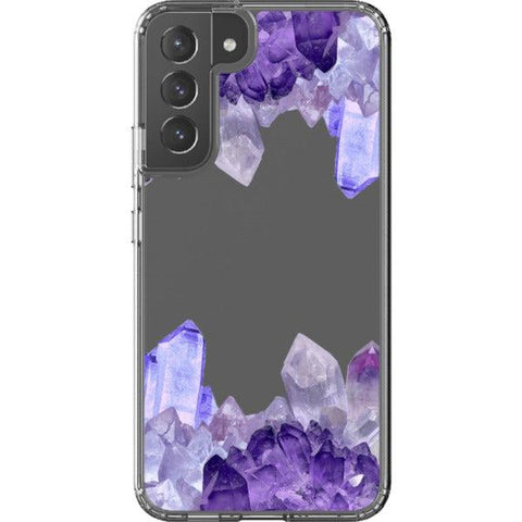 Purple Crystal Cluster Clear Phone Case Galaxy S22 Plus exclusively offered by The Urban Flair