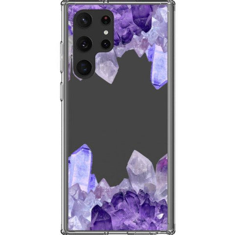 Purple Crystal Cluster Clear Phone Case Galaxy S22 Ultra exclusively offered by The Urban Flair