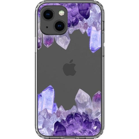 iPhone 13 Purple Crystal Cluster Clear Phone Case - The Urban Flair