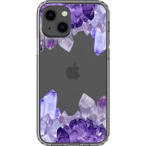 iPhone 13 Mini Purple Crystal Cluster Clear Phone Case - The Urban Flair
