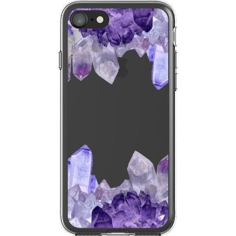 iPhone 7/8/SE 2020 Purple Crystal Cluster Clear Phone Case - The Urban Flair