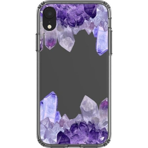 iPhone XR Purple Crystal Cluster Clear Phone Case - The Urban Flair