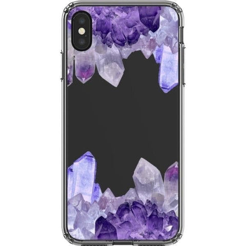 iPhone XS Max Purple Crystal Cluster Clear Phone Case - The Urban Flair