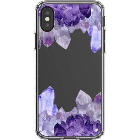 iPhone X/XS Purple Crystal Cluster Clear Phone Case - The Urban Flair