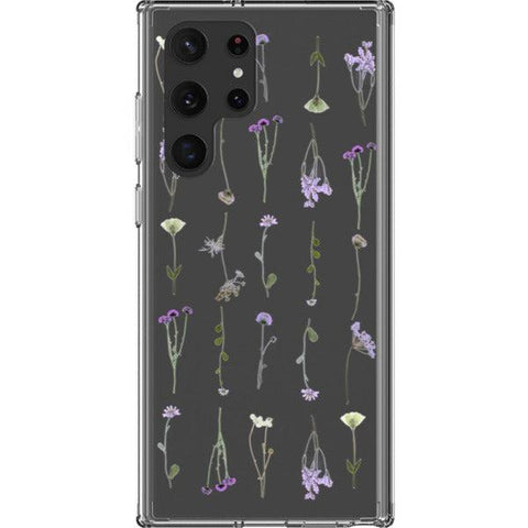 Purple Wild Flower Clear Phone Case for your Galaxy S22 Ultra exclusively at The Urban Flair