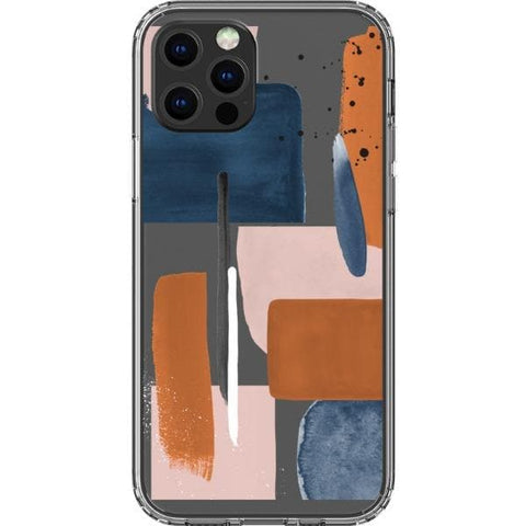 Rust Rose Navy Abstract Clear Phone Case for your iPhone 12 Pro exclusively at The Urban Flair