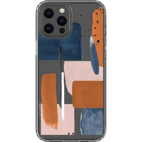 Rust Rose Navy Abstract Clear Phone Case for your iPhone 12 Pro Max exclusively at The Urban Flair