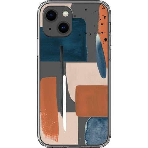 Rust Rose Navy Abstract Clear Phone Case for your iPhone 13 exclusively at The Urban Flair