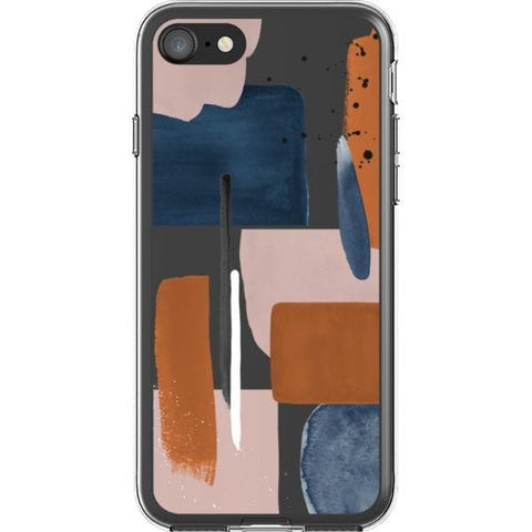 Rust Rose Navy Abstract Clear Phone Case for your iPhone SE (2020/2022) exclusively at The Urban Flair