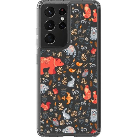 Galaxy S21 Ultra Scandinavian Woodland Animals Clear Phone Case - The Urban Flair