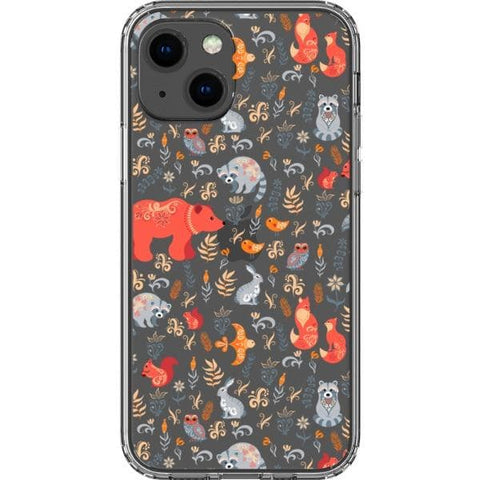 iPhone 13 Scandinavian Woodland Animals Clear Phone Case - The Urban Flair