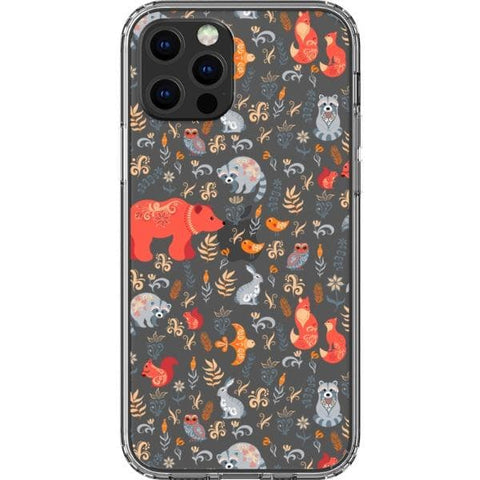 iPhone 13 Pro Scandinavian Woodland Animals Clear Phone Case - The Urban Flair