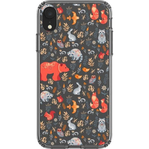 iPhone XR Scandinavian Woodland Animals Clear Phone Case - The Urban Flair