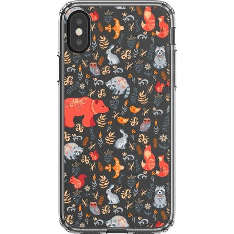 iPhone X/XS Scandinavian Woodland Animals Clear Phone Case - The Urban Flair