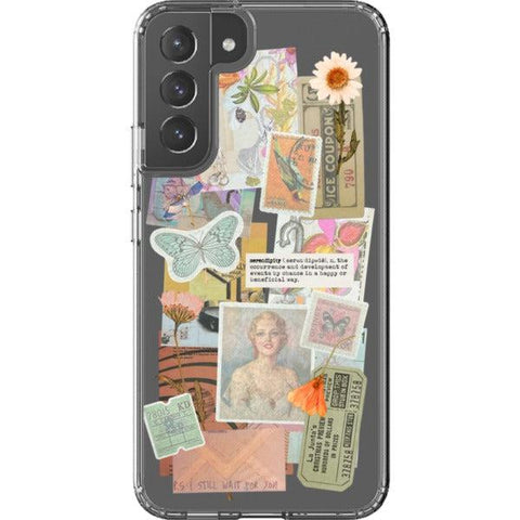 Serendipity Scraps Collage Clear Phone Case Galaxy S22 Plus exclusively offered by The Urban Flair