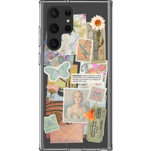 Serendipity Scraps Collage Clear Phone Case Galaxy S22 Ultra exclusively offered by The Urban Flair